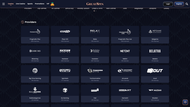 Разработчики настольных игр Greatspin Casino
