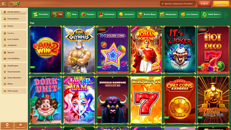 Jeux de casino GreenLuck sur ordinateur