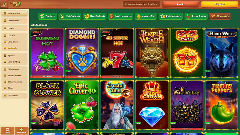 Jackpot de bureau du casino GreenLuck