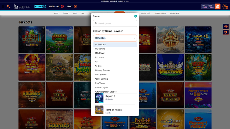 Développeurs du jeu de casino Griffon pour ordinateur
