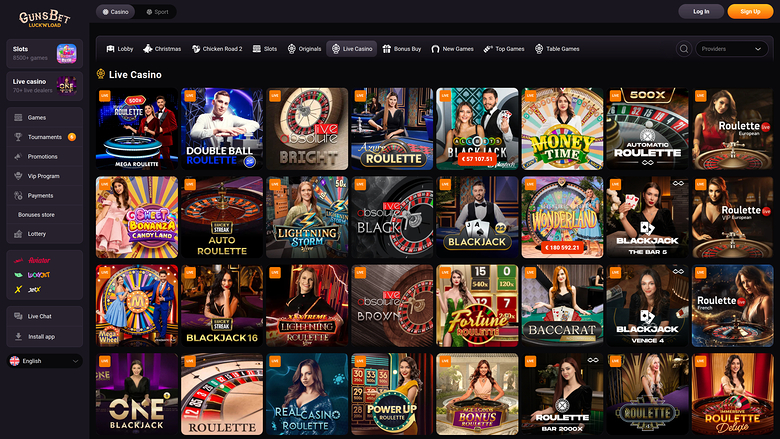 Gunsbet Casino Desktop Croupier dal vivo
