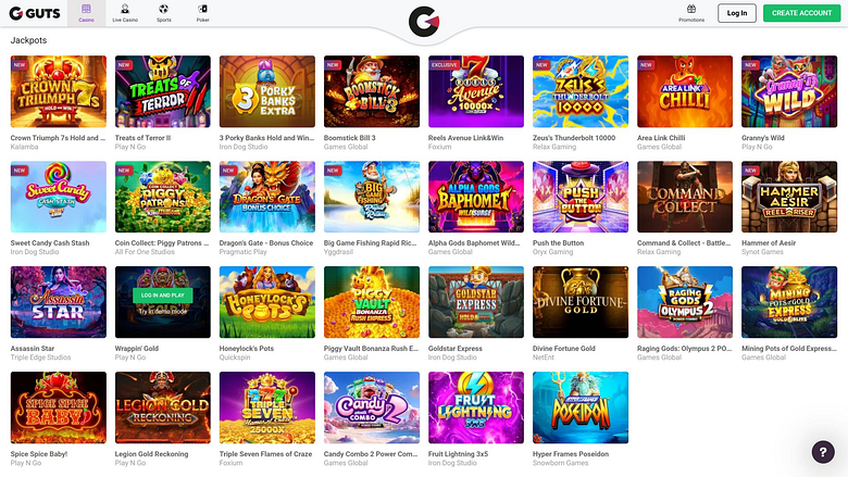 Jackpot de bureau du casino Guts