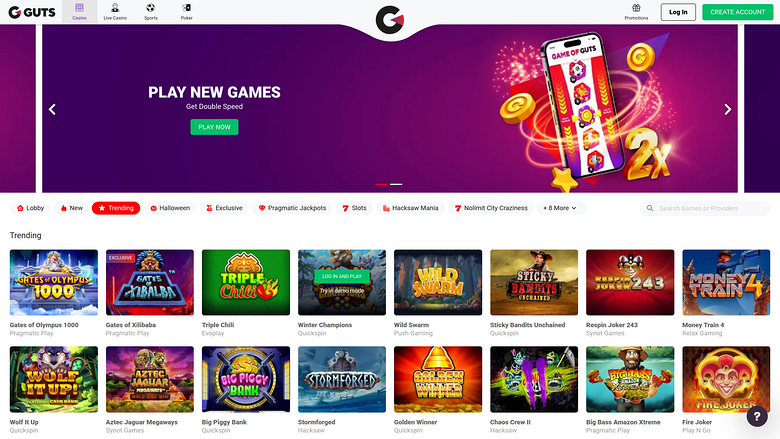 Jeux de casino Guts sur ordinateur