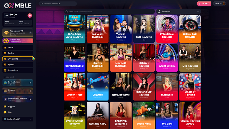 Casino Gxmble con crupier en vivo de escritorio