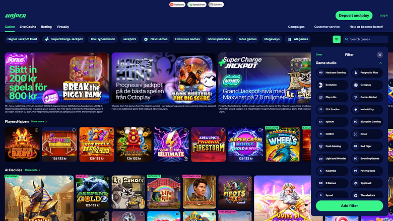 Hajper Casino Desktop Game Developers