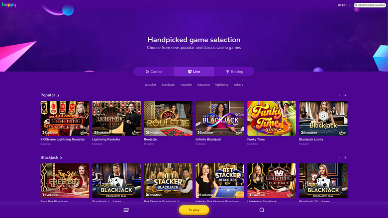 Happy Casino Desktop Live Dealer