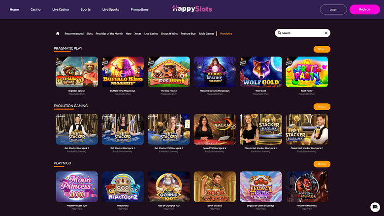 Développeurs du jeu de casino Happy Slots pour ordinateur