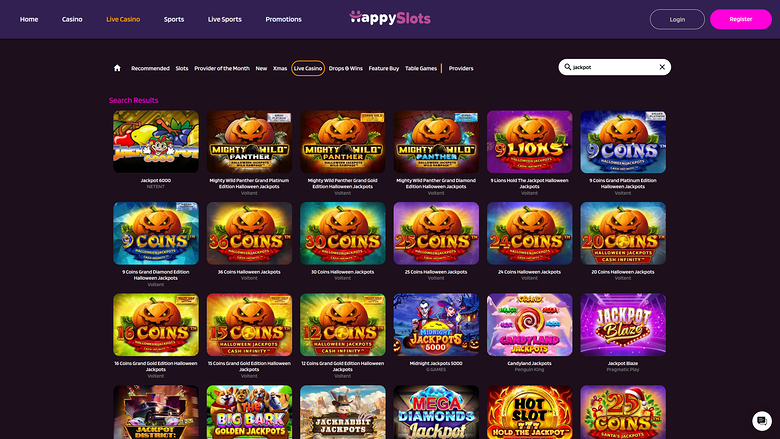 Jackpot du casino Happy Slots sur ordinateur