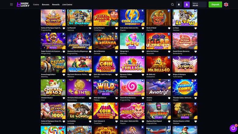 Hash Lucky Casino Desktop-Spiele