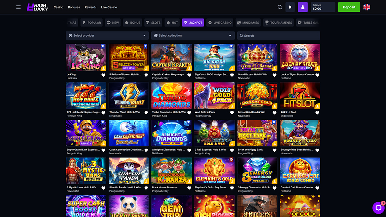 Hash Lucky Casino Desktop-Jackpot