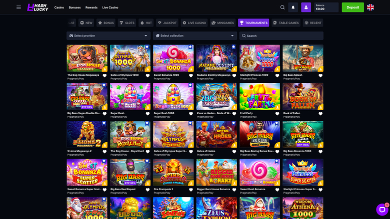 Hash Lucky Casino Desktop-Turniere