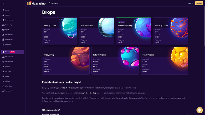 Chutes de bureau Haz Casino