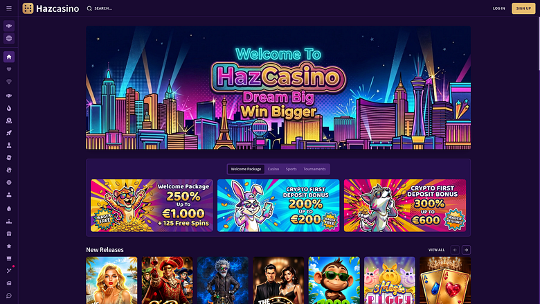 Главная страница Haz Casino для настольных компьютеров