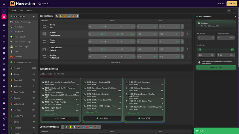 Haz Casino Desktop Sports