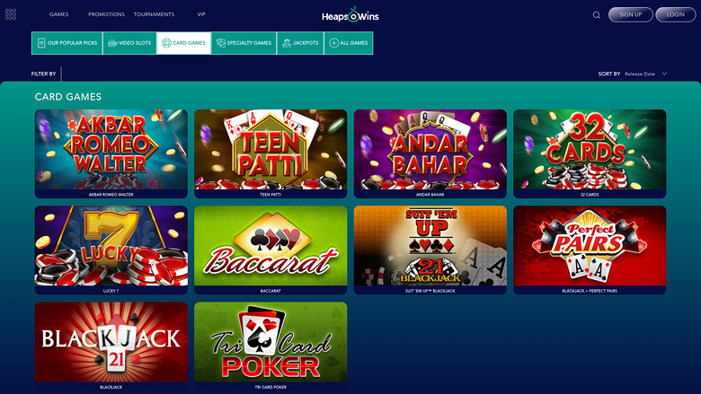 Heaps O Wins Casino Desktop Card Games