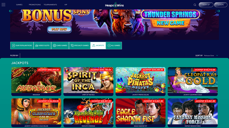 Heaps O Wins Casino Desktop jackpot