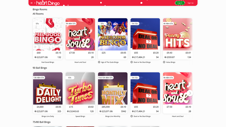 Bingo desktop del casinò Heart Bingo