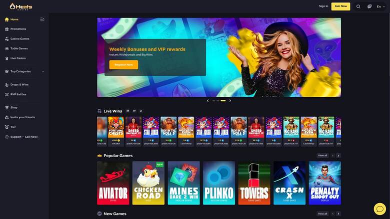 Heats Casino Page d’accueil Bureau