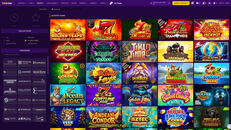 Jackpot di Helabet Casino Desktop