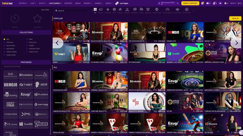 Croupier dal vivo di Helabet Casino Desktop