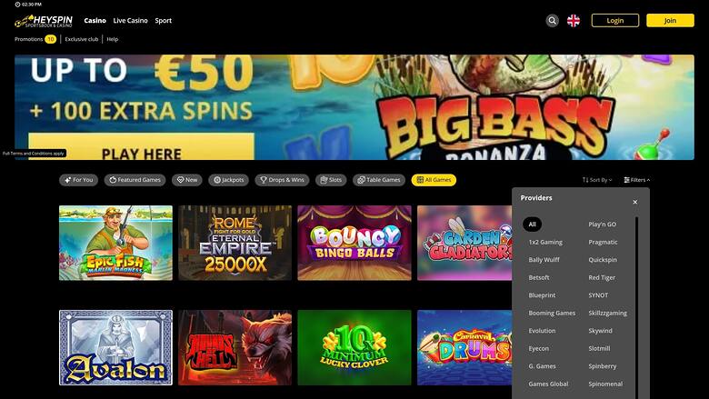 Développeurs de jeux Jackpot HeySpin Bureau