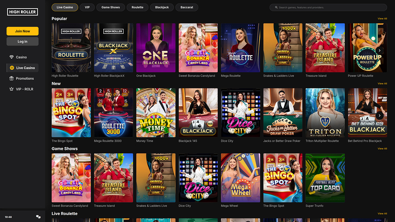 Casino High Roller sur ordinateur avec croupier en direct