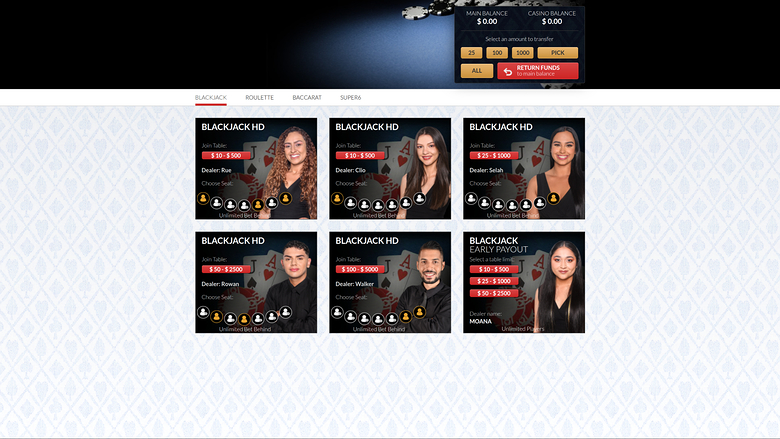 Desktop-Live-Dealer von High Country Casino