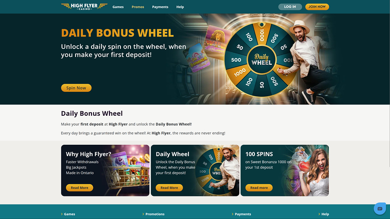 Roue bonus version bureau de High Flyer Casino
