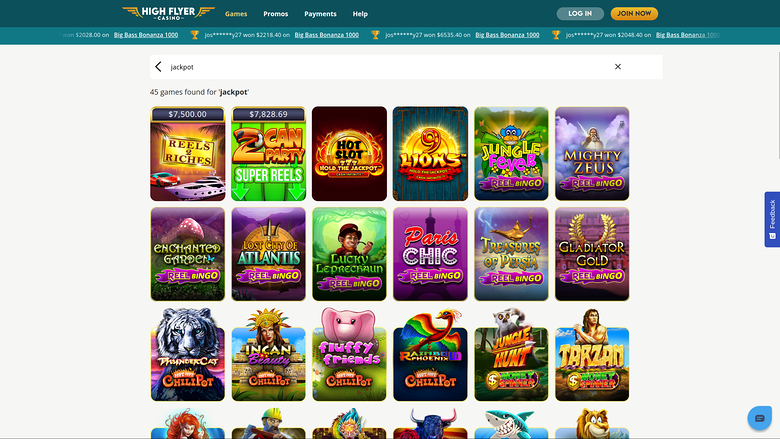 Jackpot version bureau de High Flyer Casino