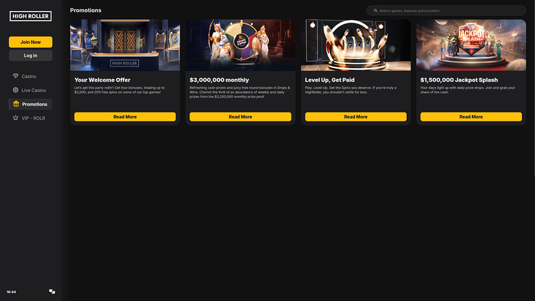 Promotions sur ordinateur de bureau du casino High Noon