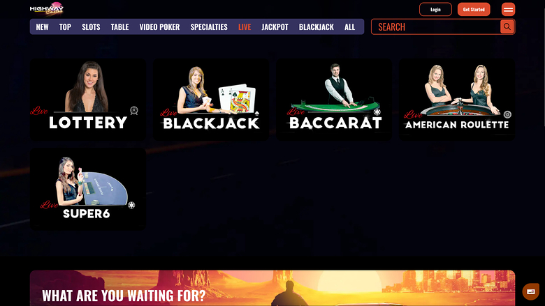 Casino Highway sur ordinateur avec croupiers en direct