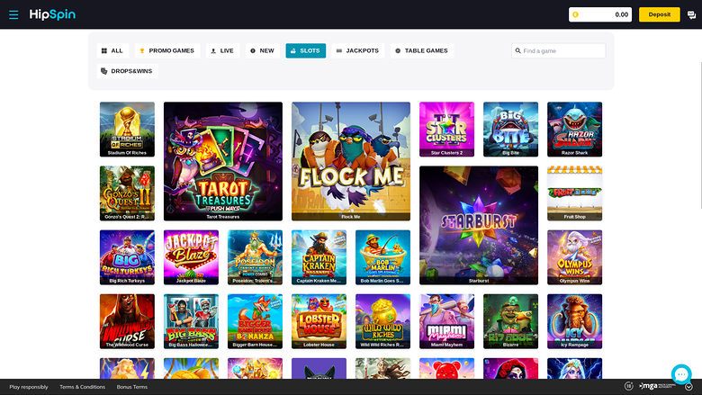Juegos de escritorio de Hip Spin Casino