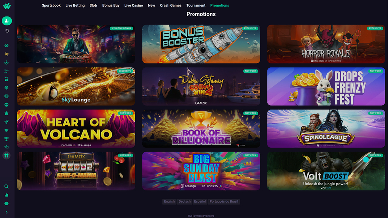 Promotions Hiper Win Casino sur ordinateur