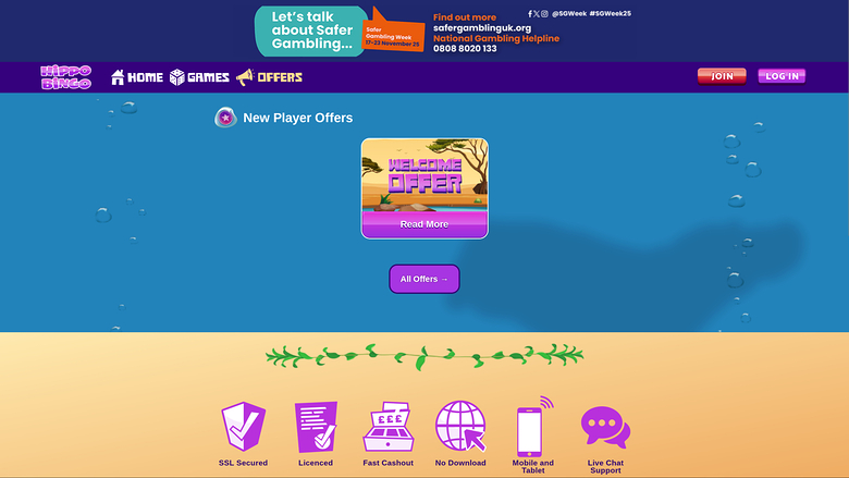 Акции на рабочем столе казино Hippo Bingo