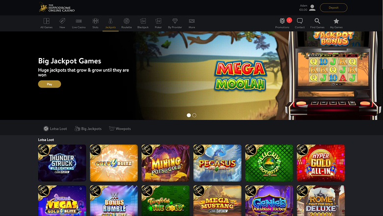 Jackpot de escritorio del casino Hippodrome