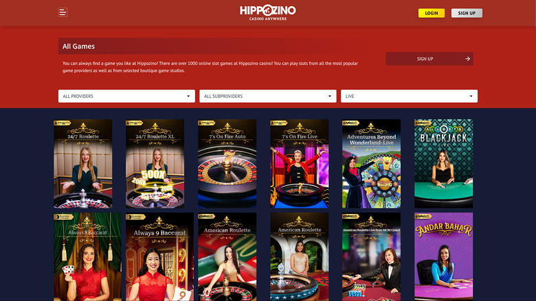 Hippozino Casino sur ordinateur avec croupier en direct
