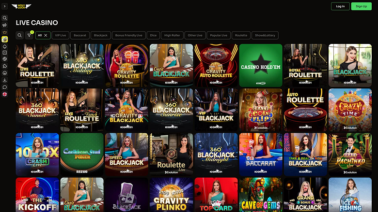 Casino HolyLuck con crupier en vivo para escritorio