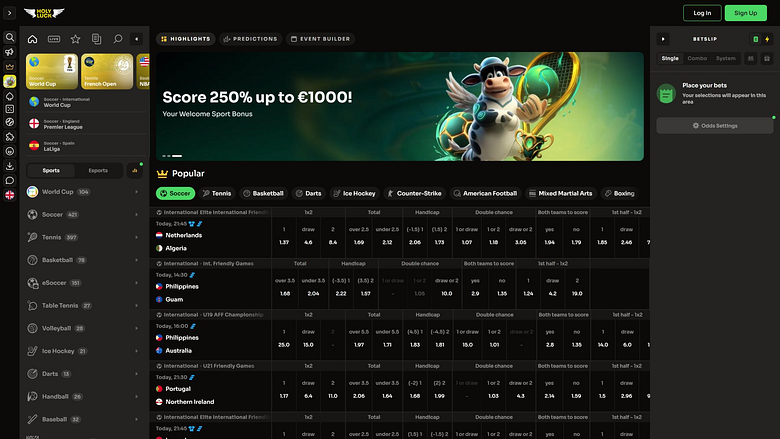 Deportes de escritorio del casino HolyLuck