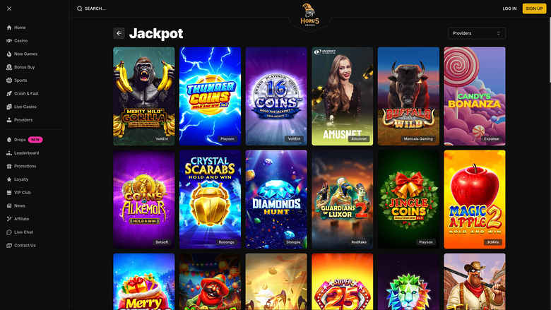 Jackpot de escritorio del casino Horus