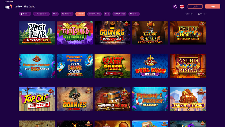 Jackpot du casino Hot7 sur ordinateur