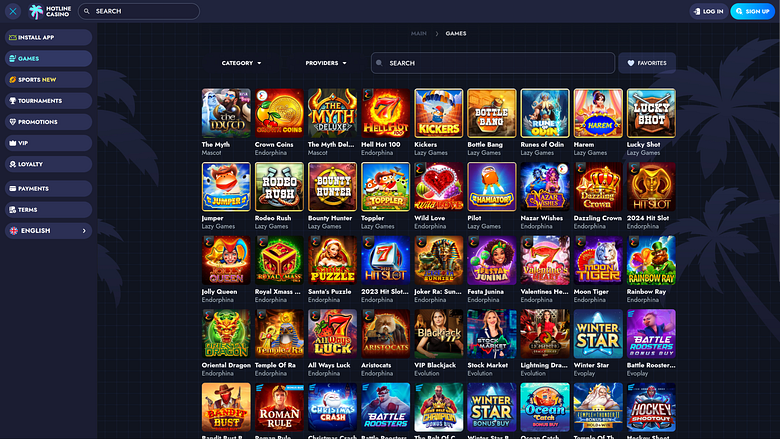 Juegos de escritorio de Hotline Casino