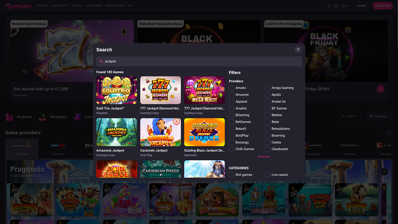 Jackpot de bureau du casino Hotloot