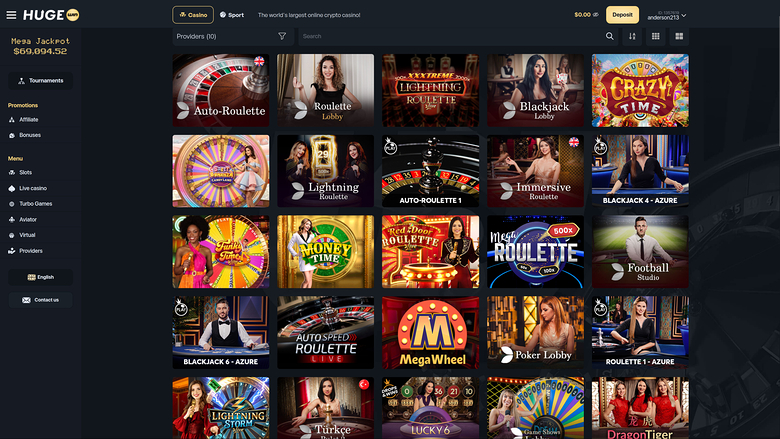 Hugewin Casino Desktop Live Dealer
