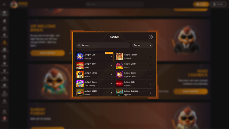 Jackpot de bureau du casino Hugo