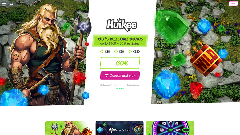 Page d'accueil du casino Huikee pour ordinateur