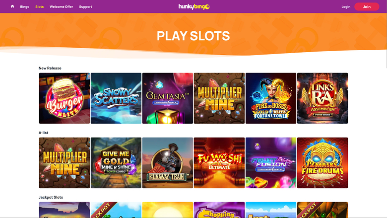 Jeux de casino Hunky Bingo sur ordinateur