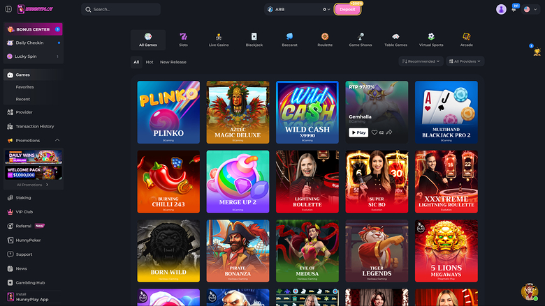 Jeux de casino Hunnyplay pour ordinateur