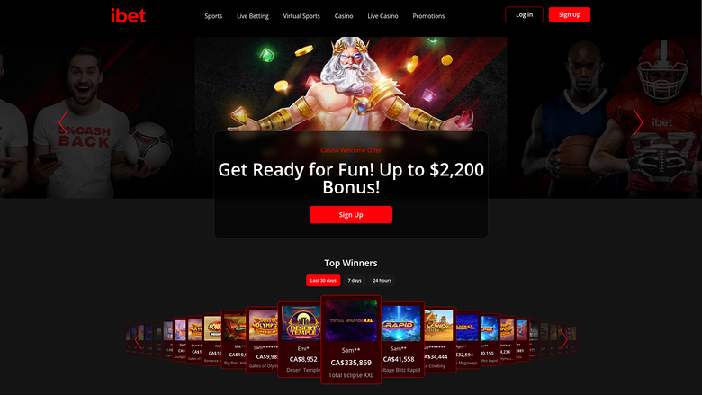 Pagina iniziale desktop di iBet Casino