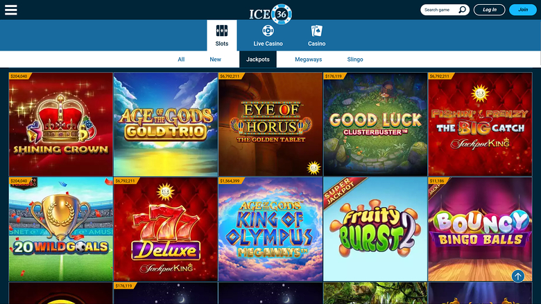 Jackpot du casino Ice36 sur ordinateur