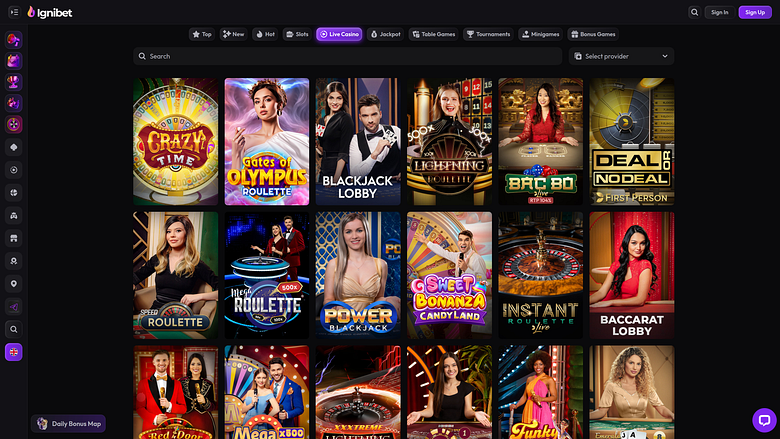 Casino Ignibet avec croupier en direct sur ordinateur